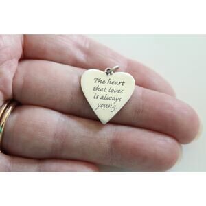 Sterling Silver "The Heart That Loves is Always Young" Quote Charm